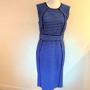 R&M Richards sleeveless striped black and cobalt blue dress - Size 6